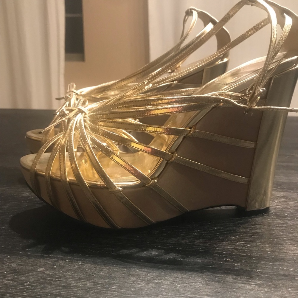 Christian Dior metallic leather wedge sandals